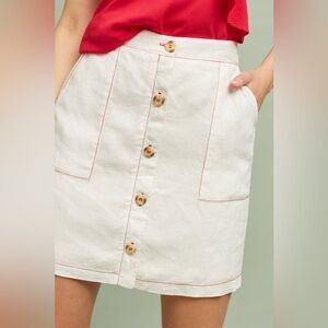 Anthropologie Amadi | Buttoned Linen Mini Skirt, Size M
